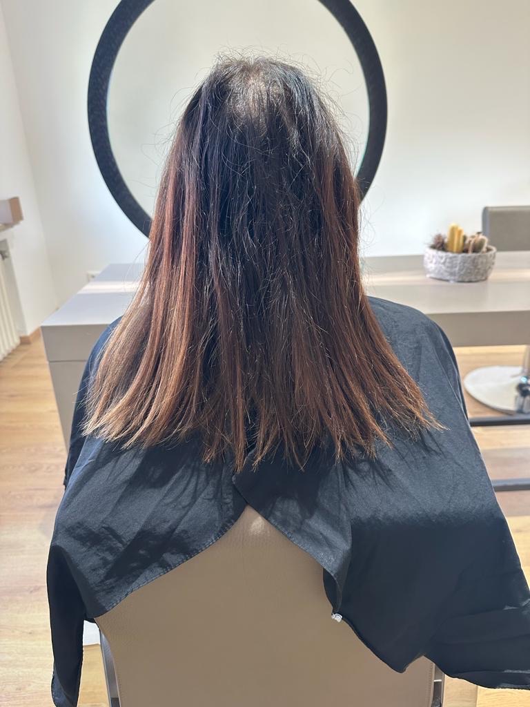 Vorher Haare vor Tape-In Extensions